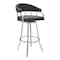 Armen Living Palmdale Swivel Modern Slate Gray Faux Leather 30" Barstool in Brushed Stainless Steel Finish 721535752195 - alternate 1